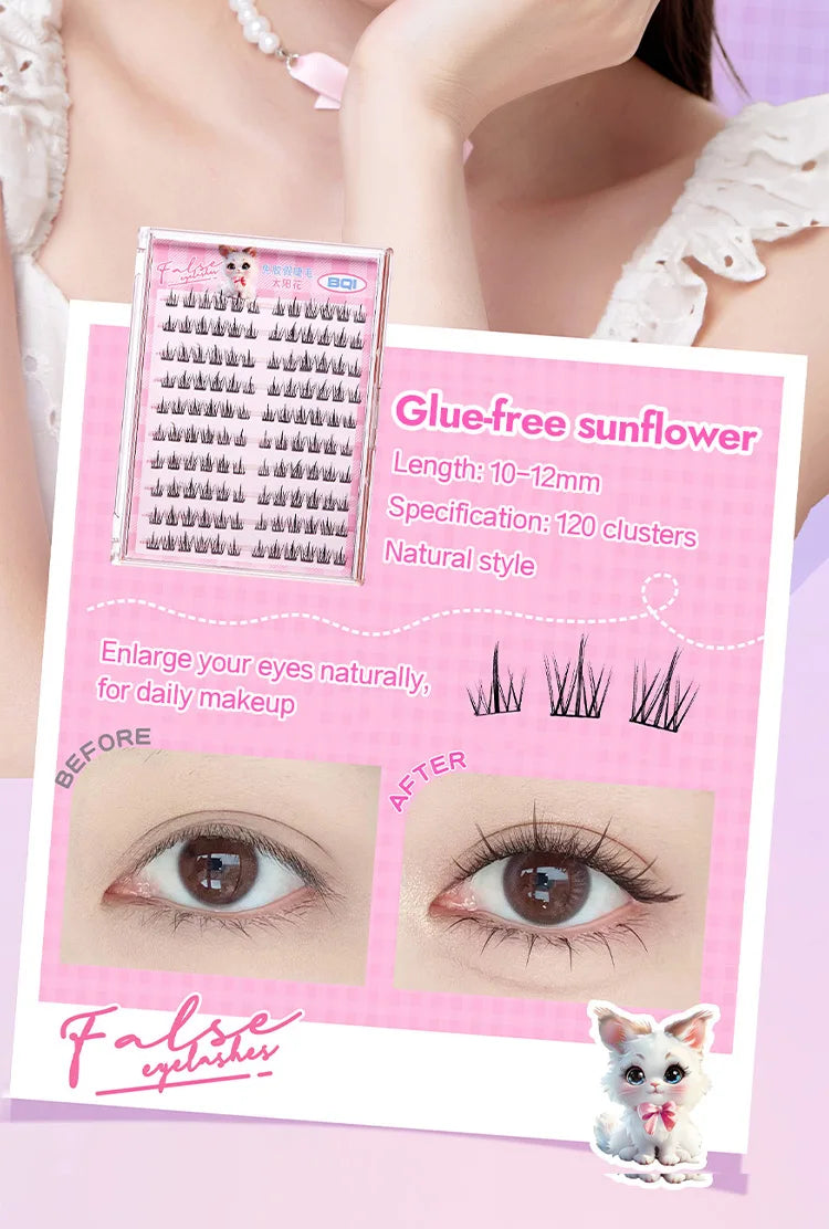 10 Rows of Large Capacity Glue-free False Eyelashes Single Cluster 10-12MM