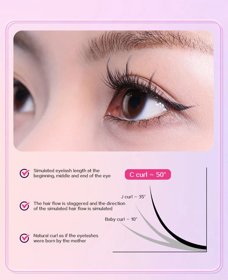 10 Rows of Large Capacity Glue-free False Eyelashes Single Cluster 10-12MM