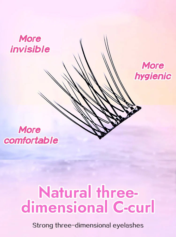 10 Rows of Large Capacity Glue-free False Eyelashes Single Cluster 10-12MM