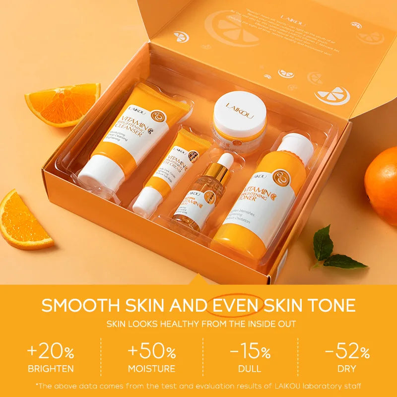 5 Pieces Vitamin C Skincare Set  Moisturizing Face Serum Brighten Cream