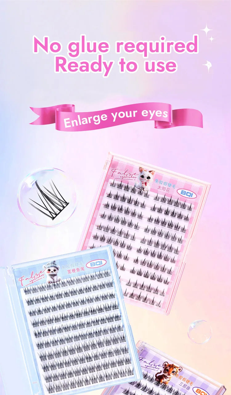 10 Rows of Large Capacity Glue-free False Eyelashes Single Cluster 10-12MM